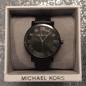 Michael Kors Leather Watch with Rose Gold Details